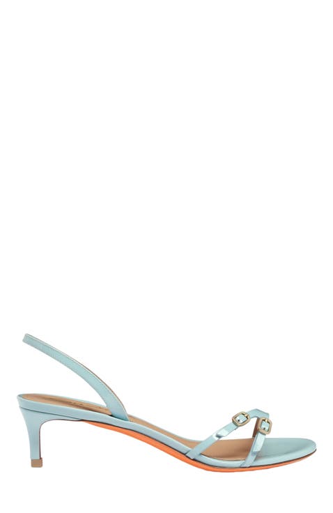 Women's patent leather mid-heel sandal