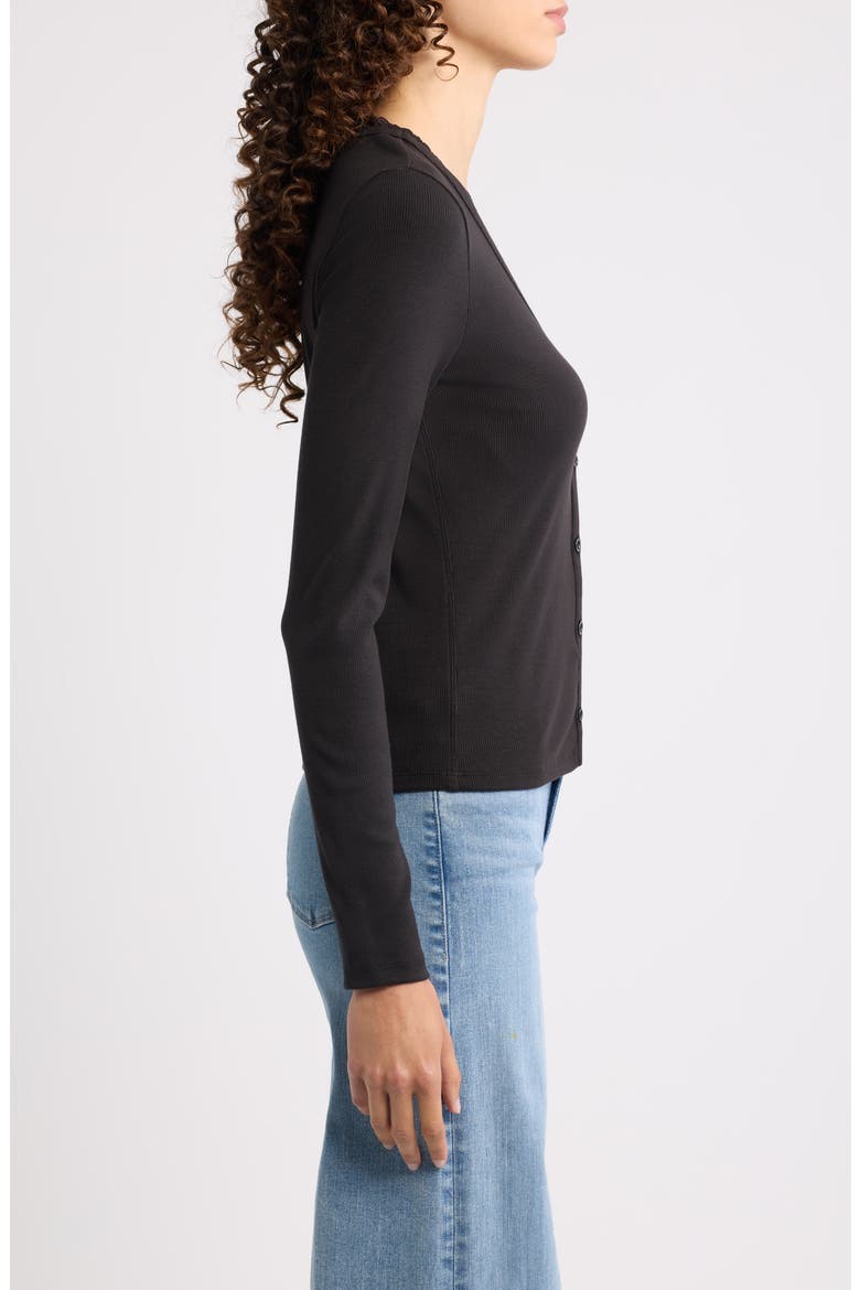 Rib Trim Cardigan, Alternate, color, BLACK