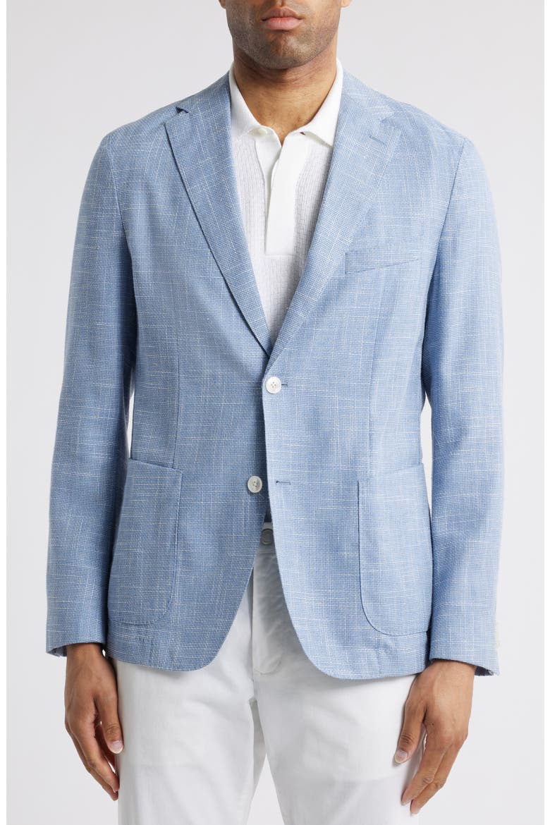 Hanry Slim Fit Light Blue Slub Wool & Cotton Blend Sport Coat, Main, color, LIGHT BLUE