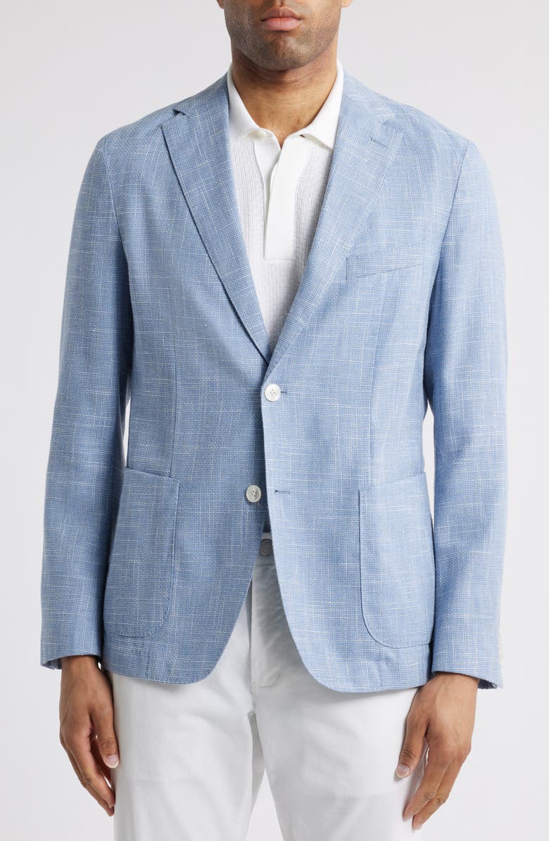 BOSS Hanry Slim Fit Light Blue Slub Wool & Cotton Blend Sport Coat, Main, color, Light Blue