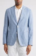 BOSS Hanry Slim Fit Light Blue Slub Wool & Cotton Blend Sport Coat