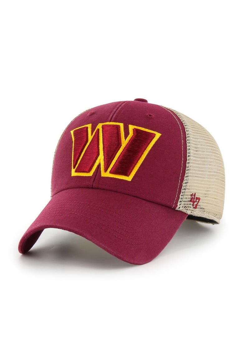 Men's '47 Burgundy/Natural Washington Commanders Flagship MVP Snapback Hat, Main, color, Burgundy