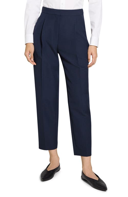 Theory Pleated Tapered Ankle Pants In Nocturne Navy
