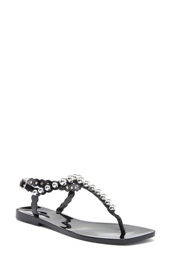 Jeffrey Campbell Pearlesque Imitation Pearl Ankle Strap Sandal In Black