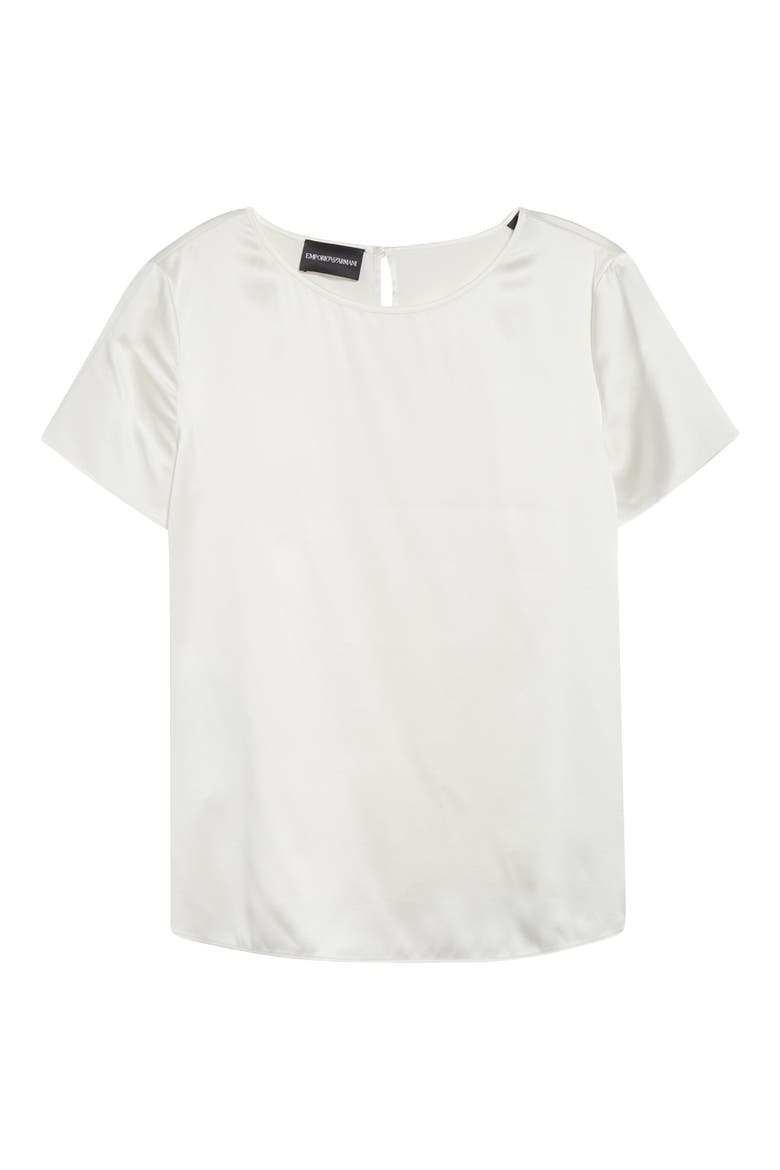 Satin Stretch Silk T-Shirt, Alternate, color, WHITE