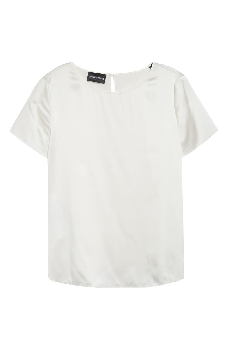 Emporio Armani Satin Stretch Silk T-Shirt, Alternate, color, White
