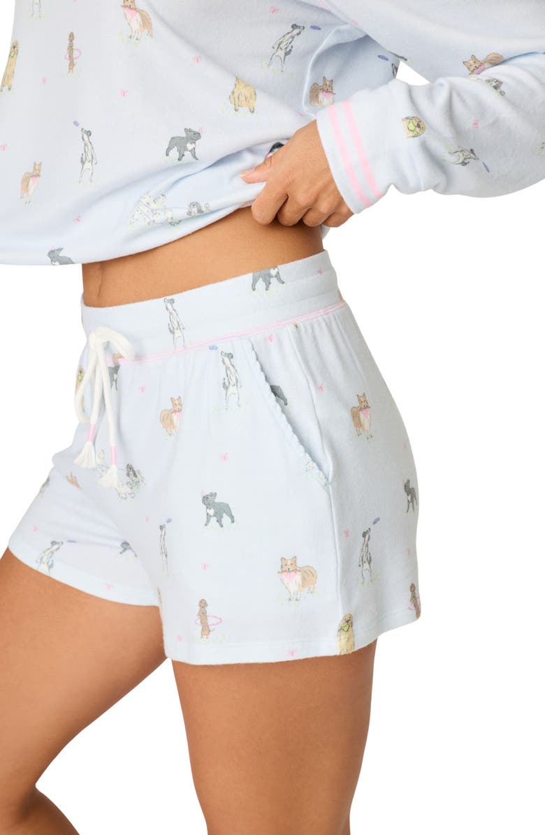 PJ Salvage Bark Park Pajama Shorts, Alternate, color, Blue Ice