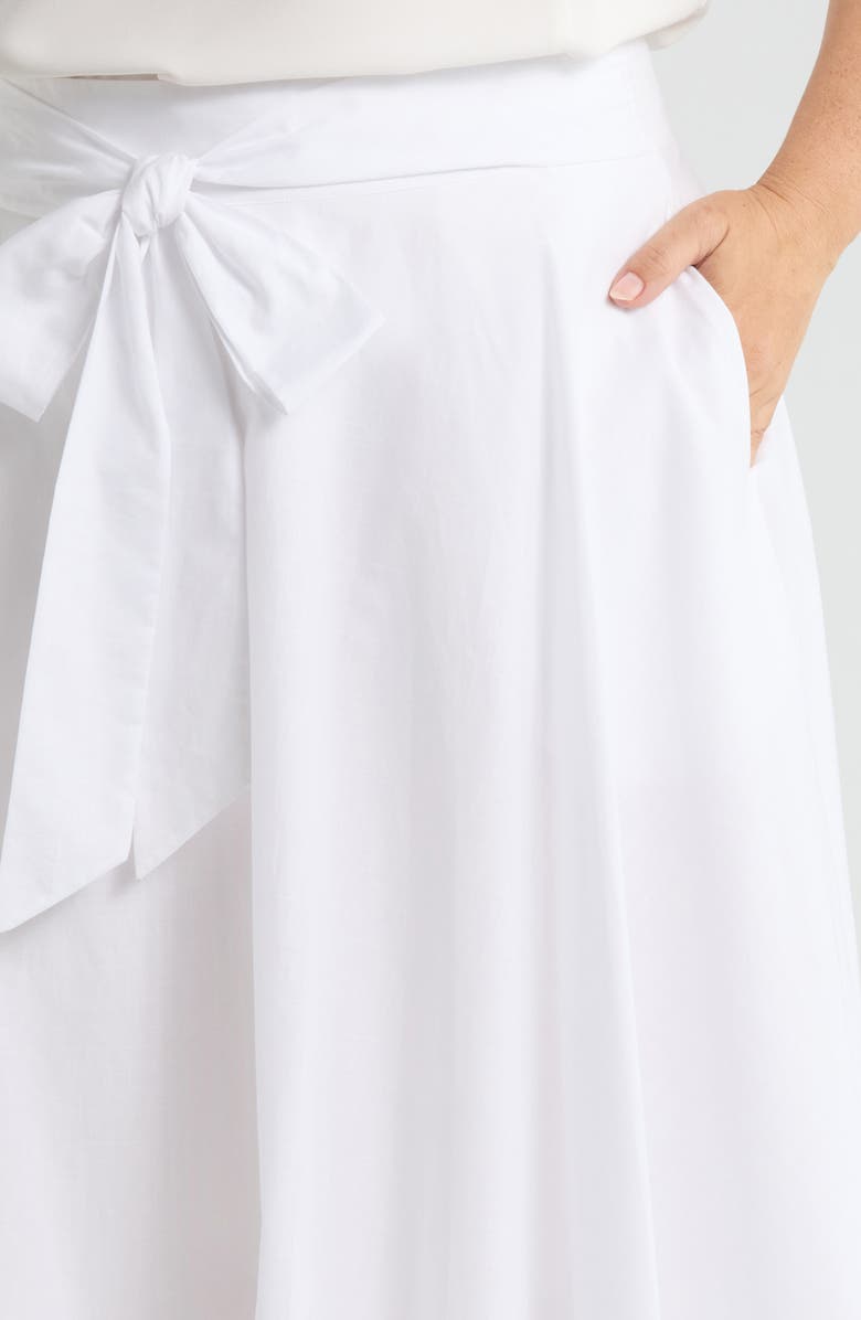 Tahari ASL Tie Waist Midi Skirt, Alternate, color, Ivory