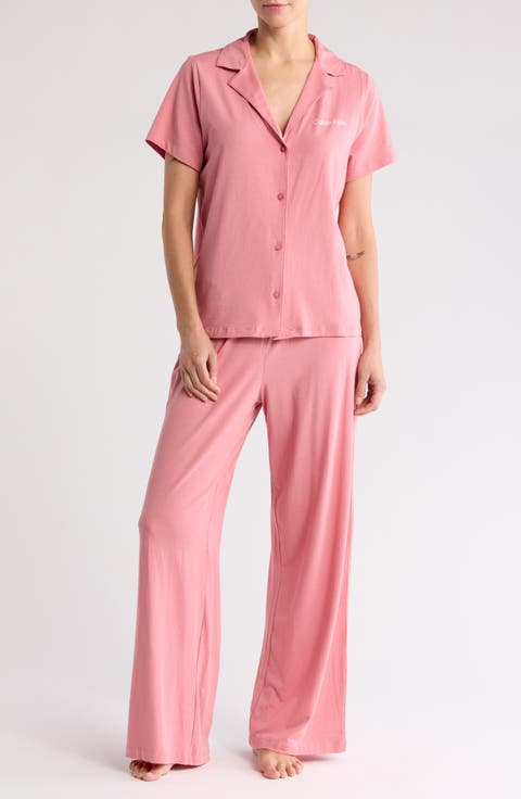 Notch Collar Knit Pajamas
