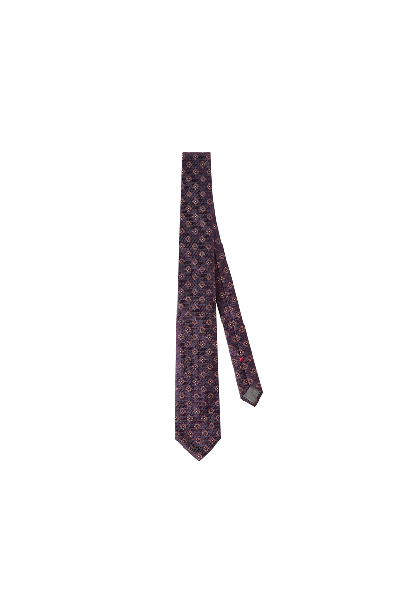 Brunello Cucinelli Silk tie with geometric pattern, Alternate, color, Purple