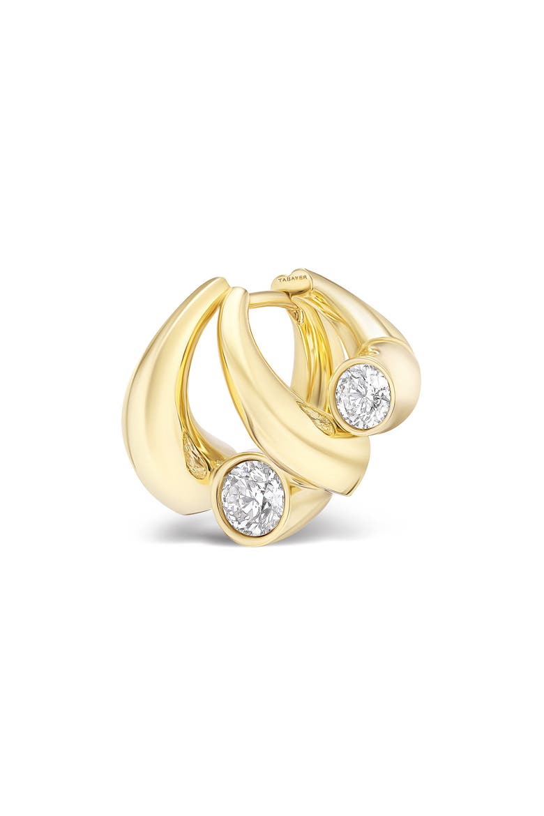 Oera Edition 3 Diamond Cluster Hoop Earrings, Main, color, YELLOW GOLD