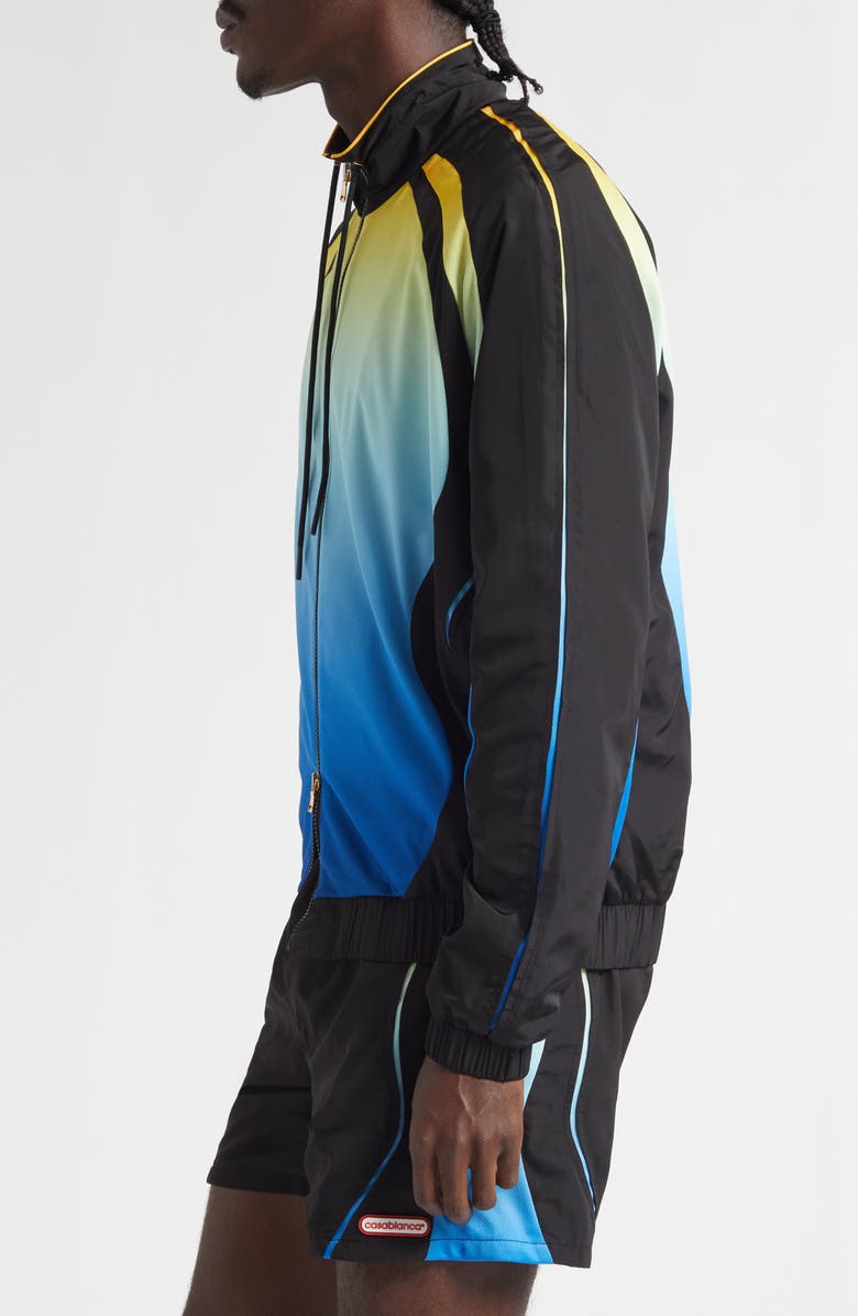 Casablanca Football Windbreaker Jacket, Alternate, color, Birdseye Mesh Black Gradient