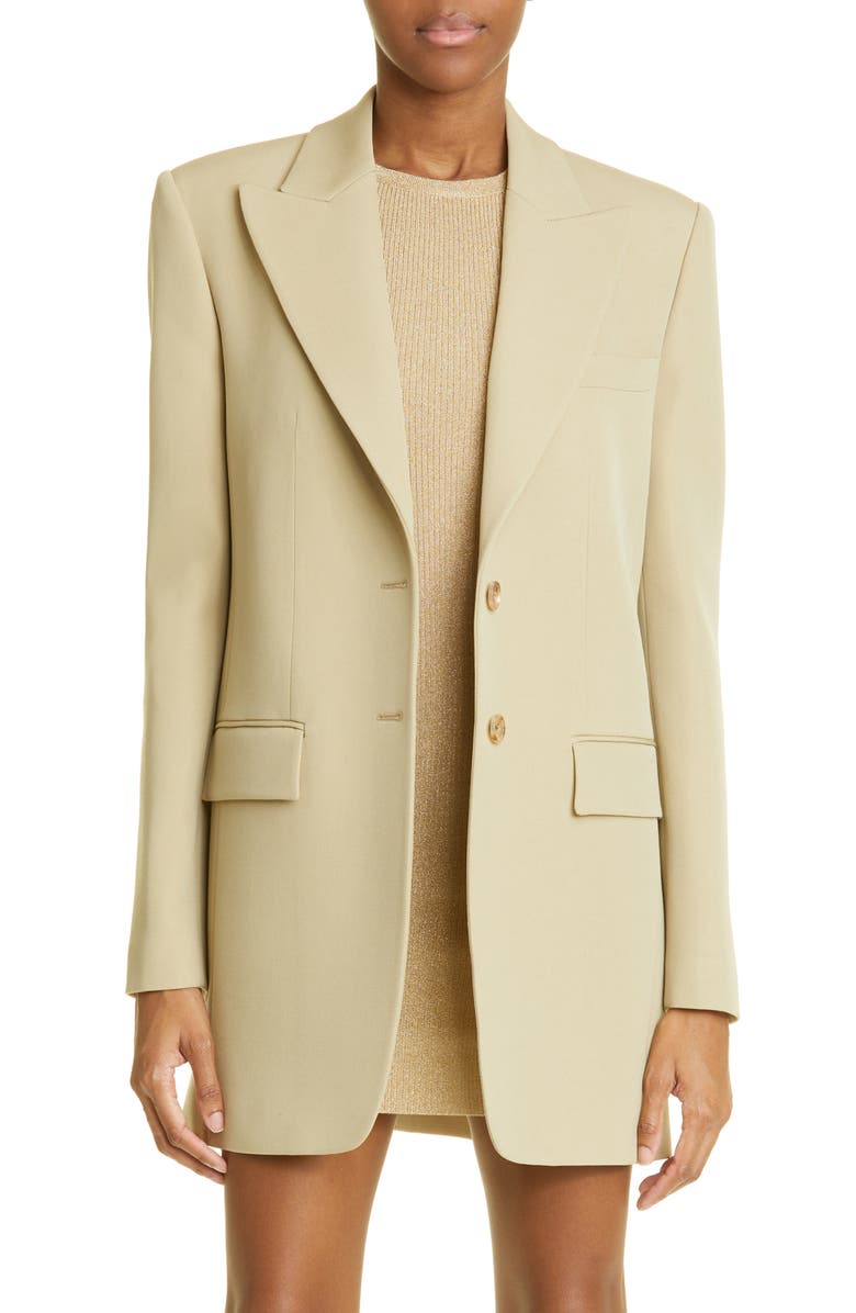 Michael Kors Collection Wool Gabardine Boyfriend Blazer, Main, color, 266 Dune