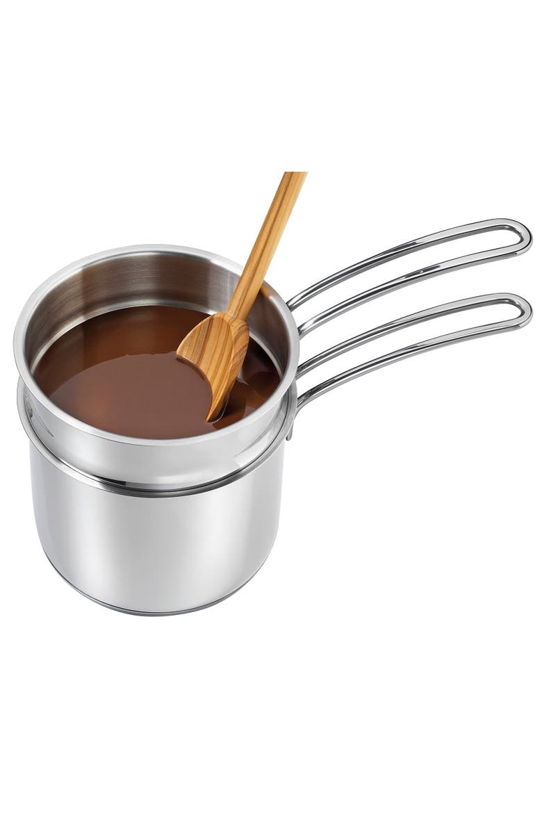 Mini Double Boiler Set w/ Glass Lid, 1.6 qt., 5.5-Inch Diameter, Alternate, color, Silver