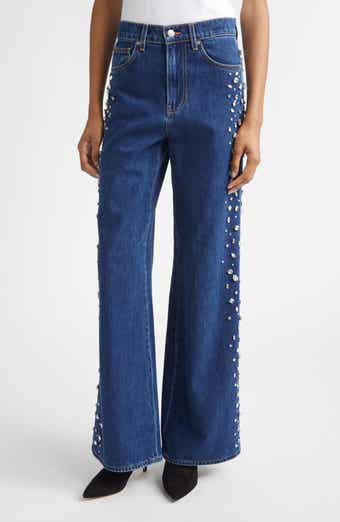 Veronica Beard Kasey Embellished Wide Leg Jeans