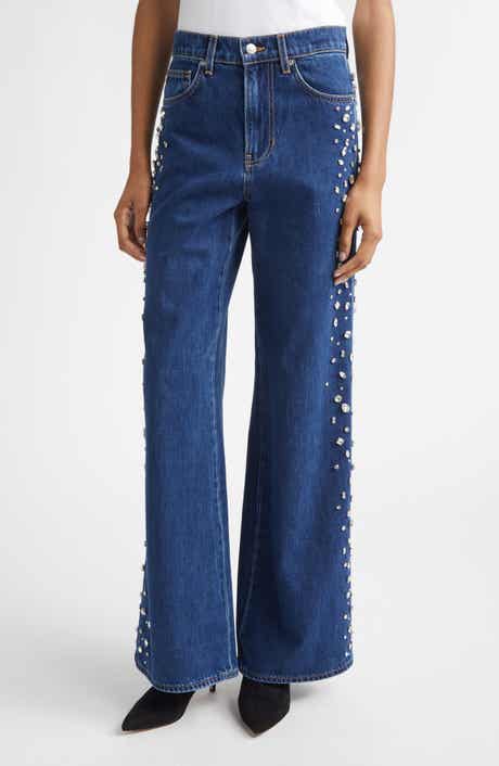 Veronica Beard Kasey Embellished Wide Leg Jeans