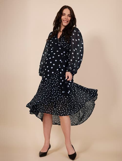 Motherhood Maternity Woven Wrap Long Sleeve Midi Dress In Mixed Dot