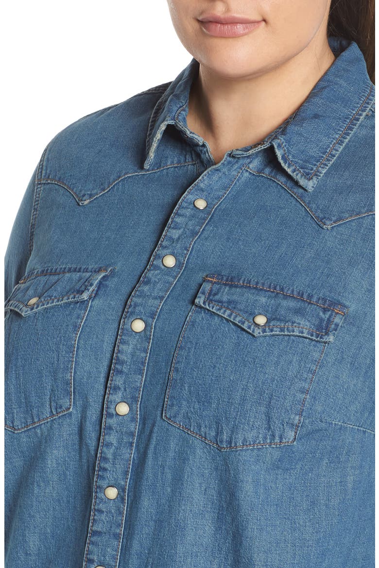Chambray Western Shirt, Alternate, color, CLAY