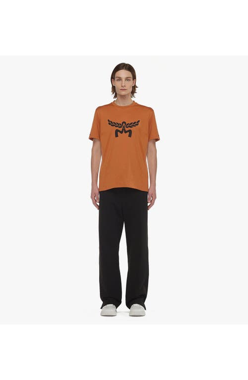 Mcm Laurel Logo Print T-shirt In Organic Cotton In Cognac