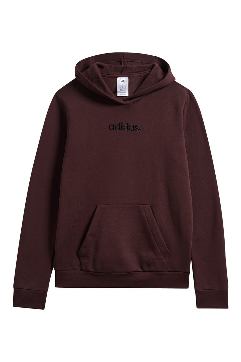 Kids' Essential Linear Logo Embroidered Fleece Hoodie, Main, color, DARK BROWN