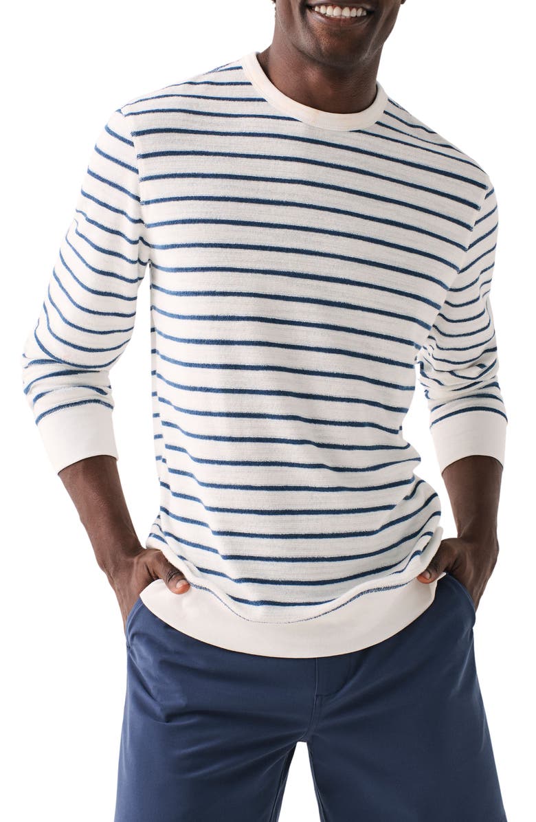 Faherty Cabana Breton Stripe Terry Cloth Crewneck Sweatshirt, Main, color, 