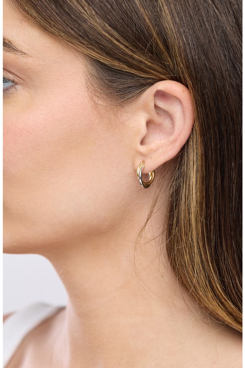 14K Gold Two-Tone Double Hoop Earrings, Alternate, color, 14K TWO TONE