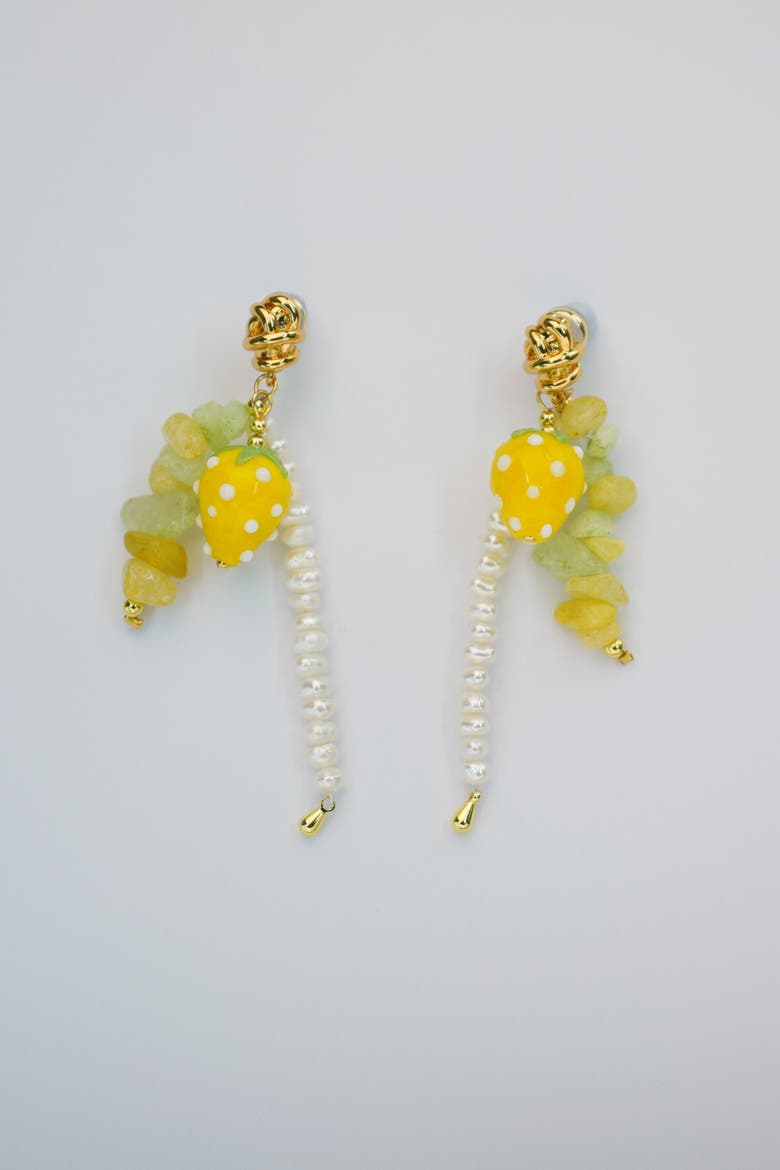 Lulu Strawberry Drop Earrings, Alternate, color, Yellow
