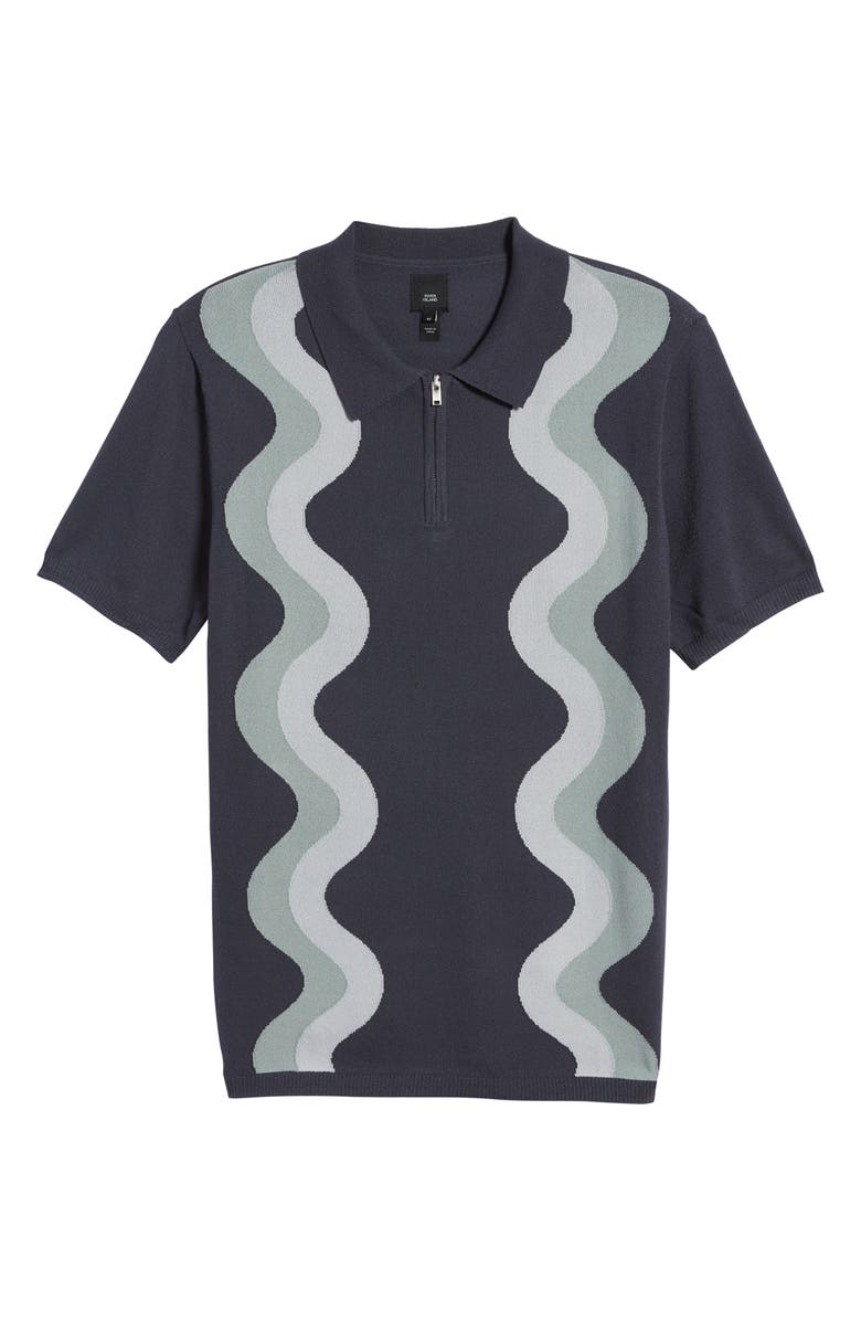 River Island Swirl Stripe Polo Sweater, Alternate, color, 