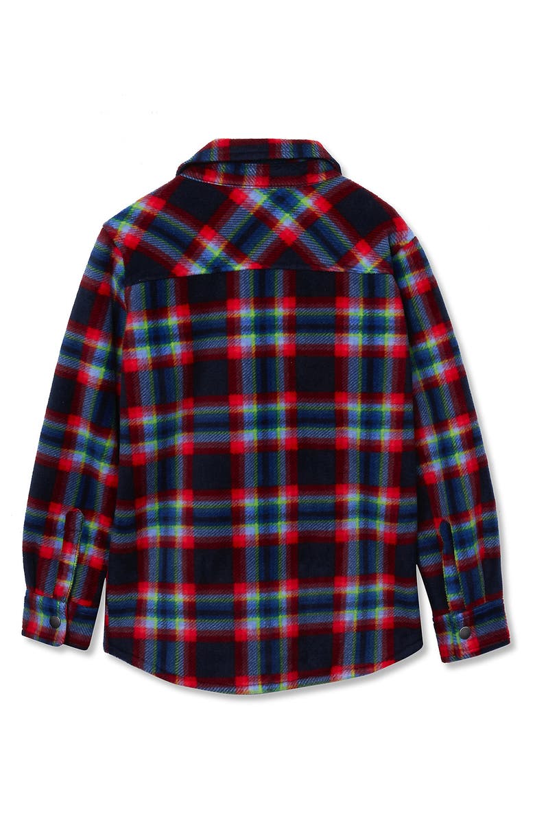 Lands' End Kids Flannel Shacket, Alternate, color, Classic Navy/Red Plaid