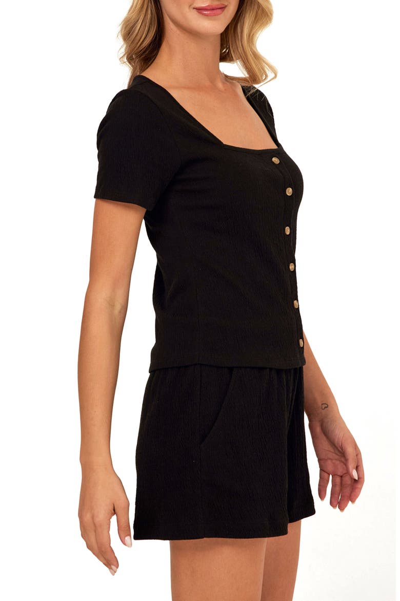 Jamila Smocked Square Neck Top, Alternate, color, BLACK