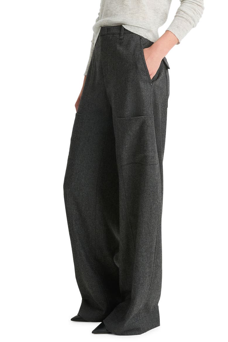 Herringbone Wide Leg Trousers, Alternate, color, CHARCOAL
