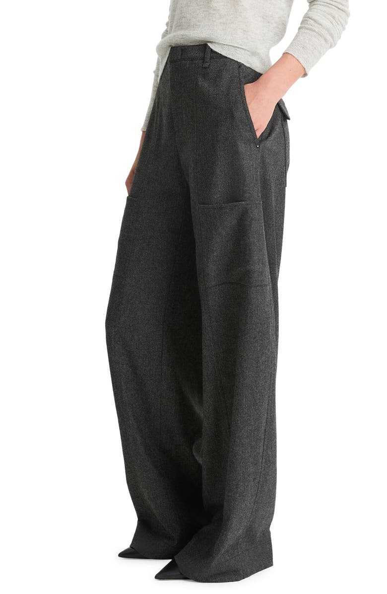 Vince Herringbone Wide Leg Trousers, Alternate, color, Charcoal