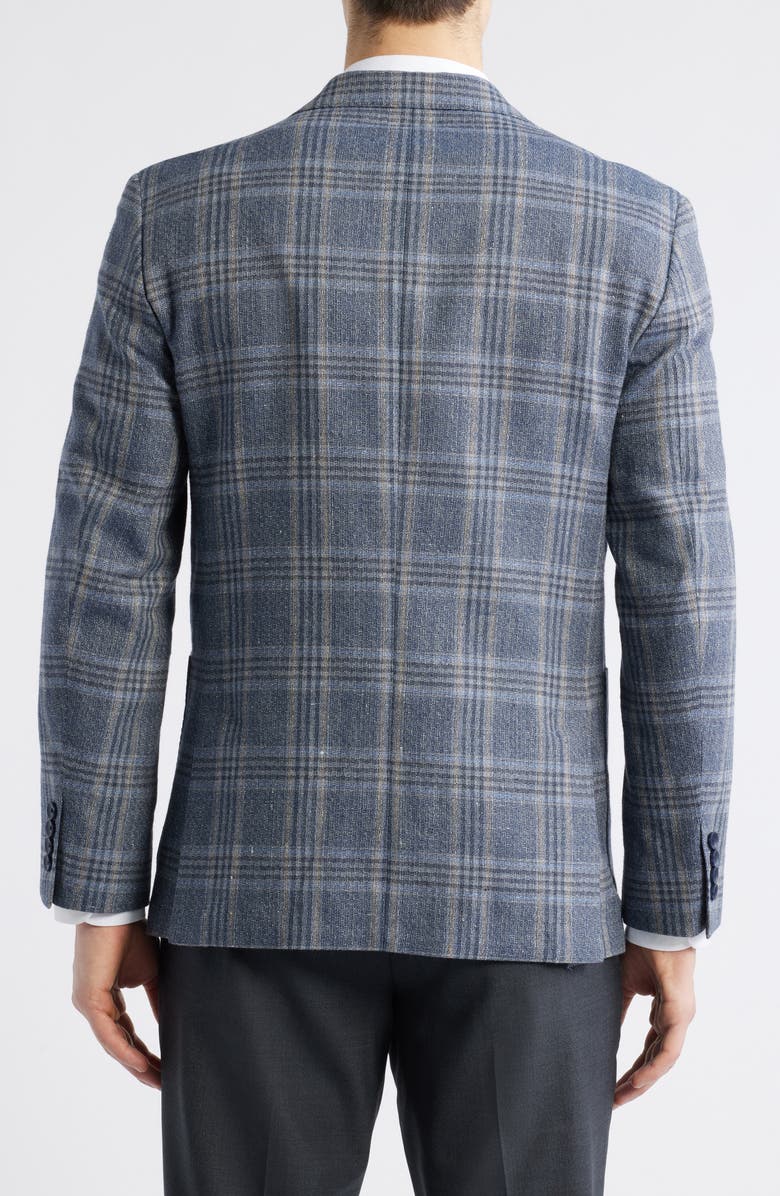 Nordstrom Henrik Trim Fit Italian Cotton & Linen Blend Jacket, Alternate, color, Navy Francesco Plaid