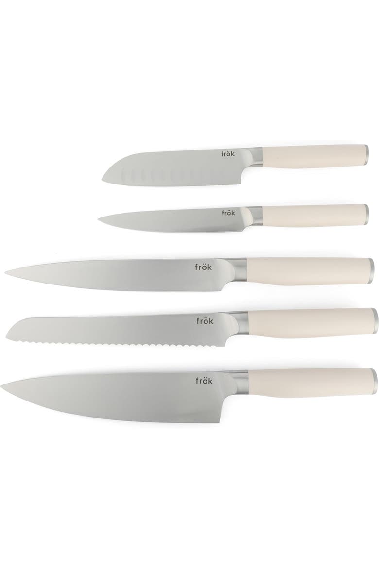 6 Piece Cutlery Set with Magnetic Wood Stand, Alternate, color, White