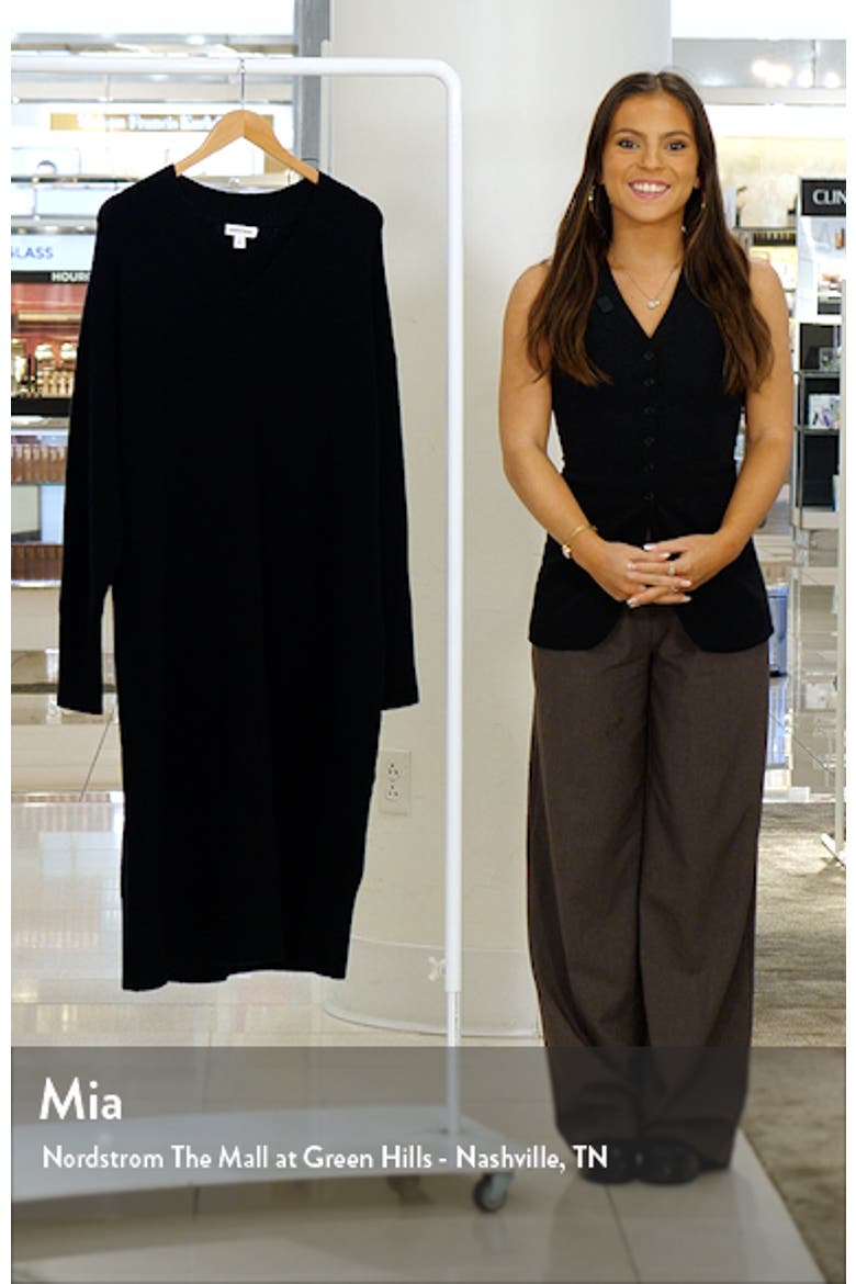 V-Neck Long Sleeve Wool & Cashmere Sweater Dress video