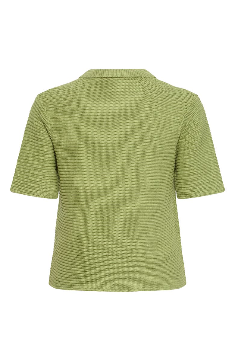 ICHI Ihdemue Textured Cotton Snap-Up Polo Sweater, Alternate, color, Iguana
