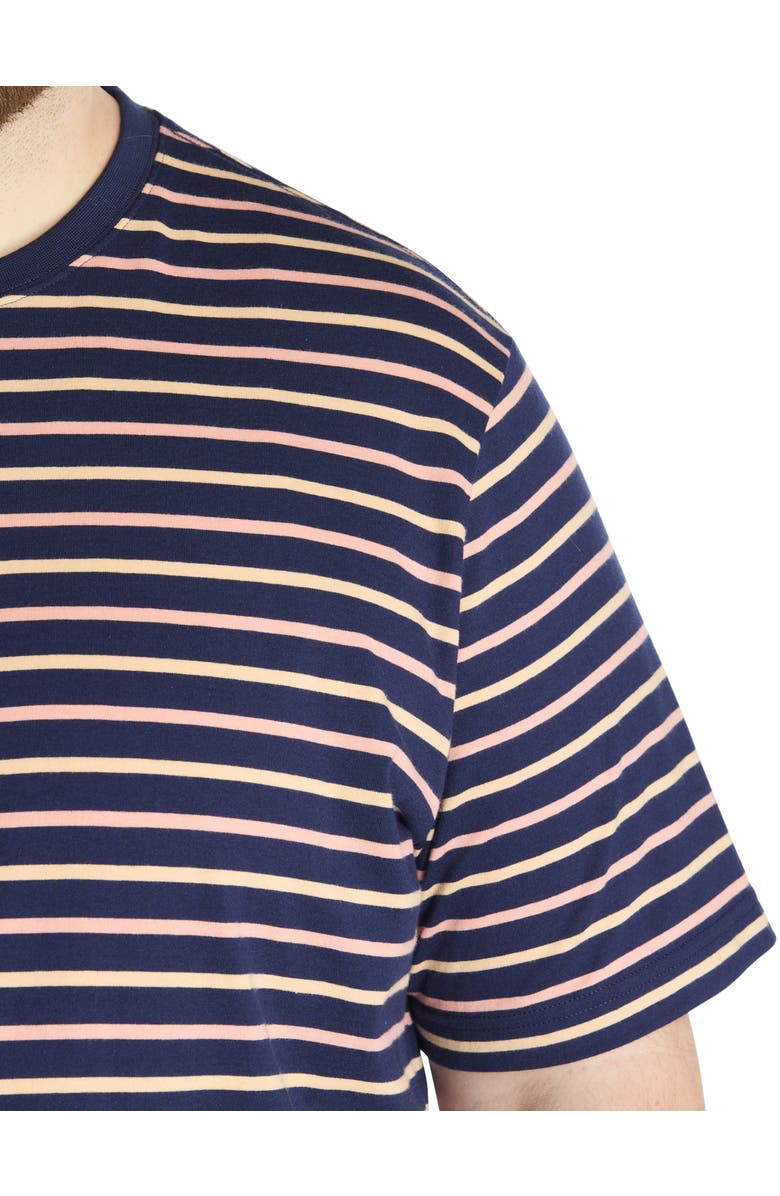 Harbor Bay by DXL Big & Tall Moisture-Wicking Striped T-Shirt, Alternate, color, Navy Multi