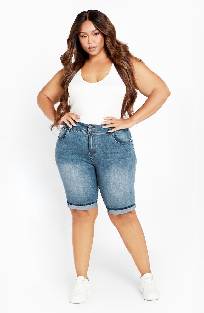 City Chic Stretch Denim Bermuda Shorts, Alternate, color, 