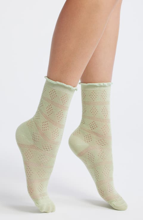 Krista Cotton Blend Pointelle Crew Socks