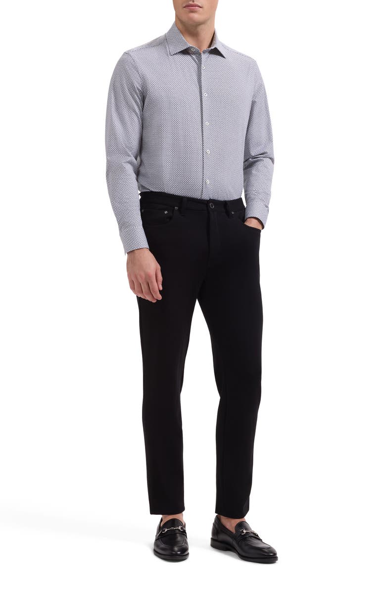 Bugatchi James OoohCotton<sup>®</sup> Geo Print Button-Up Shirt, Alternate, color, White