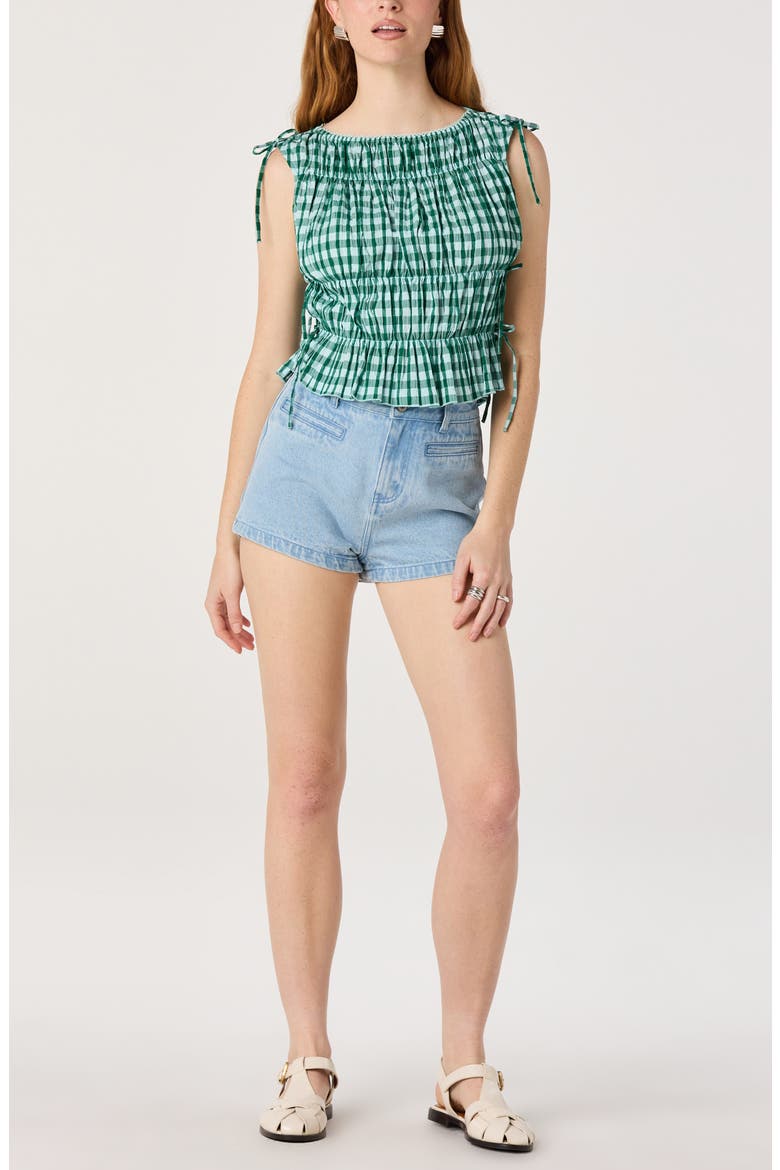 Bianca Gingham Sleeveless Top, Alternate, color, GREEN GINGHAM