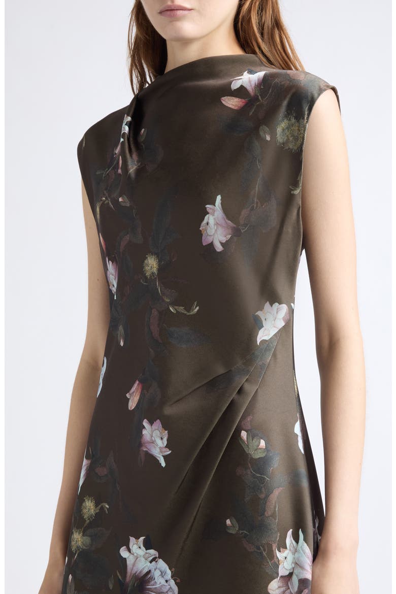 Lily Vine Draped Funnel Neck Midi Dress, Alternate, color, CYPRESS LILY