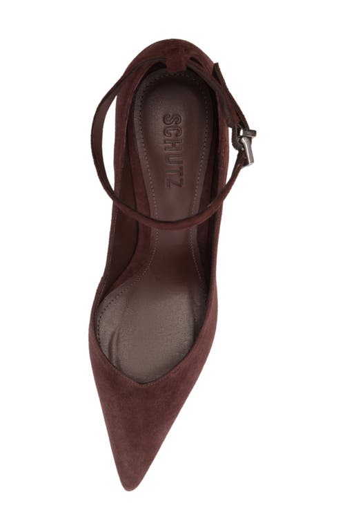 Schutz Mia Ankle Strap Pointed Toe Pump In Brown
