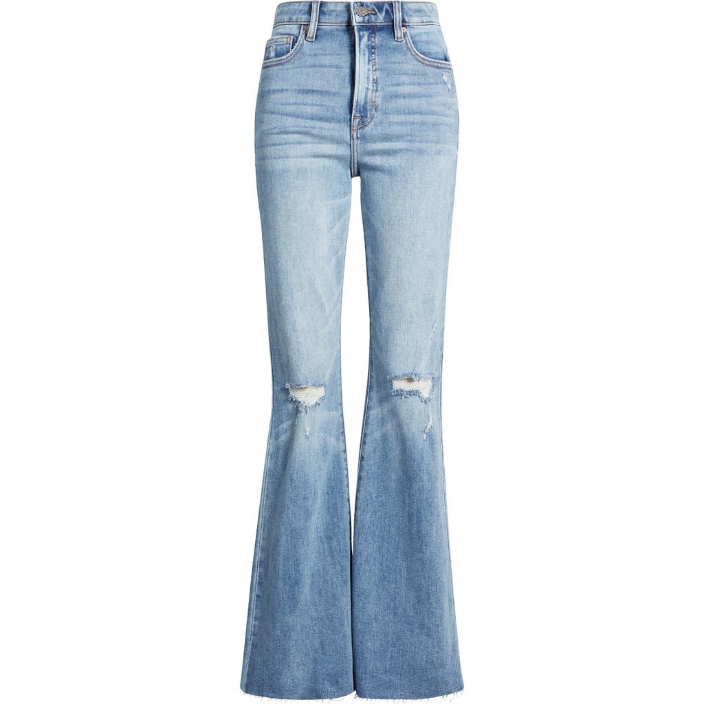 Hidden Jeans Ripped Mid Rise Flare Jeans In Blue