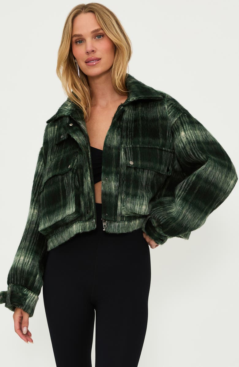 Beach Riot Isola Crop Jacket, Alternate, color, Pine Plaid