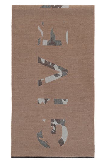 Givenchy Camouflage Logo Scarf Man Scarf Multicolored Size - Wool, Virgin Wool In Beige