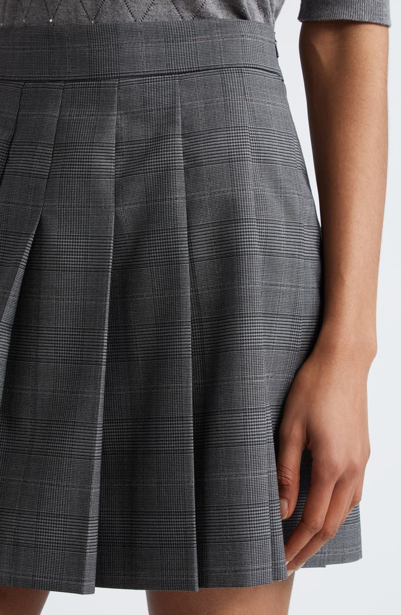 Max Mara Studio Alcuno Glen Plaid Pleated Miniskirt, Alternate, color, 