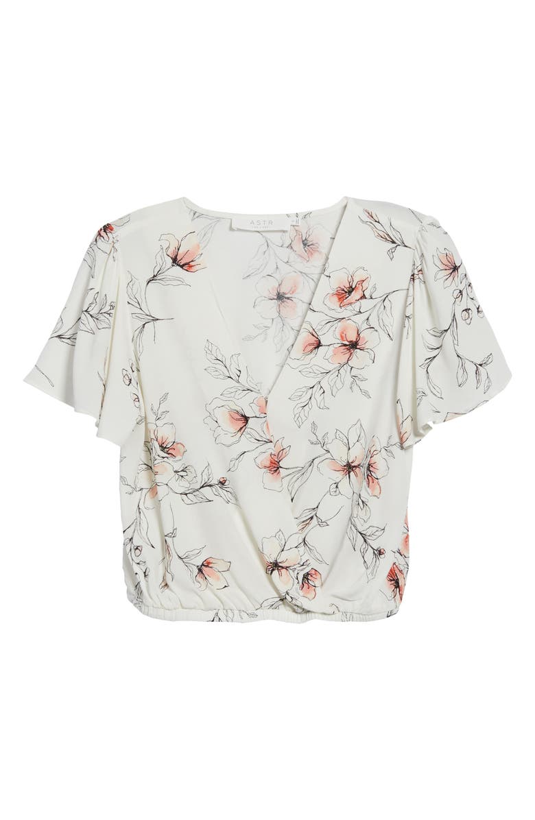 ASTR the Label Flutter Sleeve Surplice Top, Main, color, 