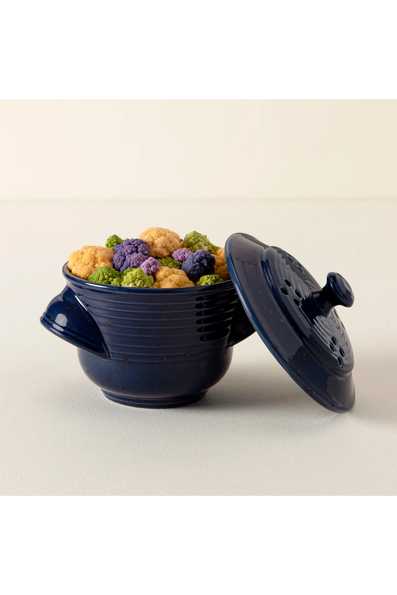 Stoneware Microwave Veggie Steamer, Main, color, Deep Blue