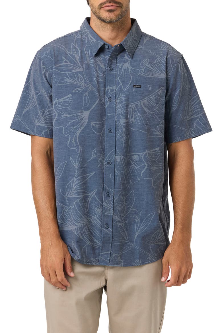 Trvlr Transverse UPF 50+ Camp Shirt, Main, color, NAVY